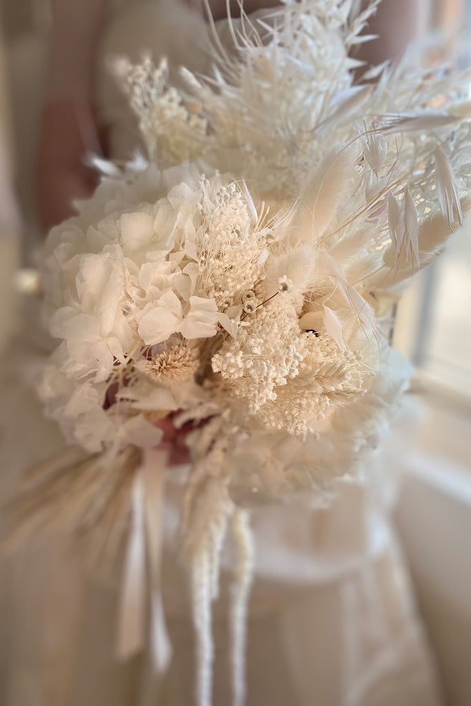 Bridal White Bouquet - Wedding Dried Flowers
