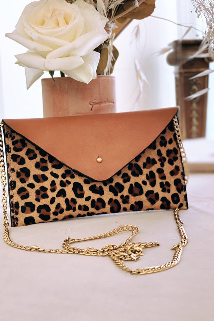 Colour Block Bag - Camel and Leopard