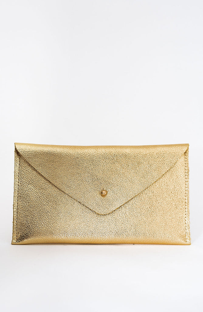 The Maxi Metallic Gold Purse