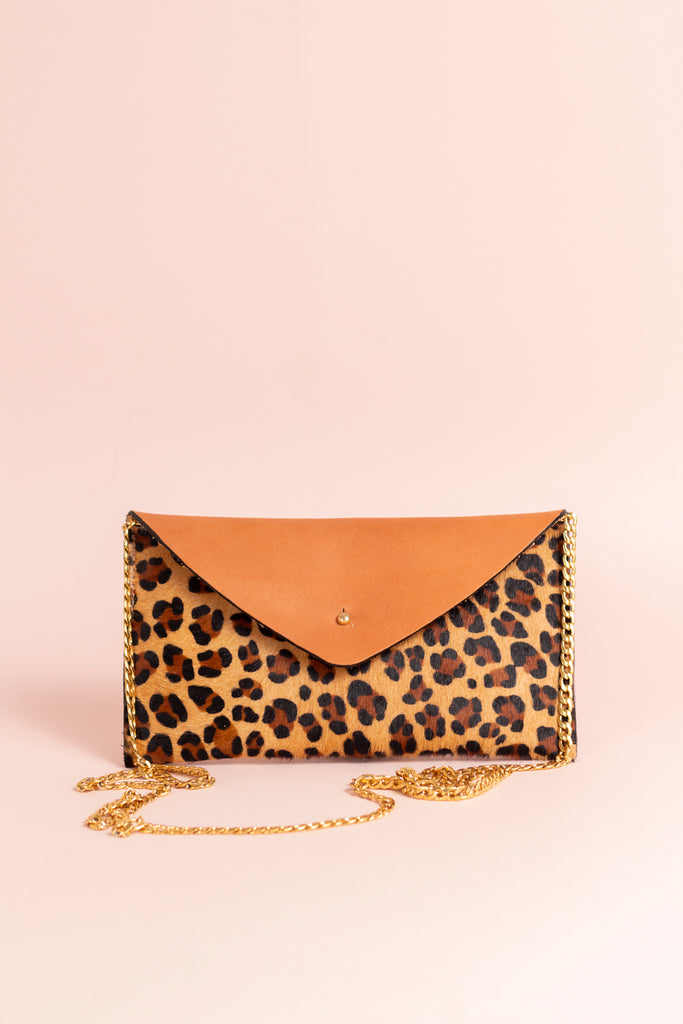 Colour Block Bag - Camel and Leopard