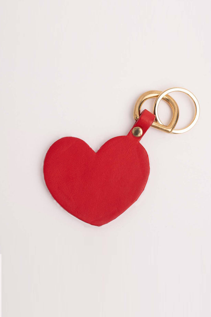 Red Heart with Brass Hardware Keychain