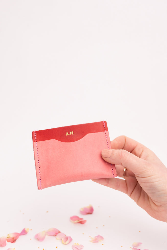 Pink Colour Block Card Holder