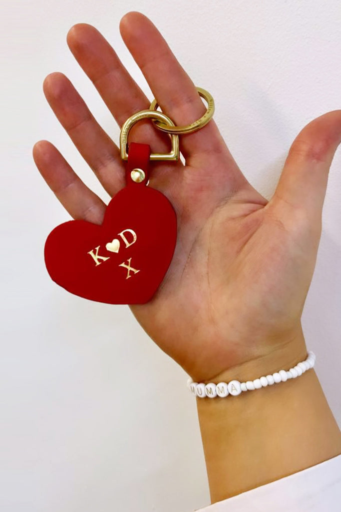 Red Heart with Brass Hardware Keychain