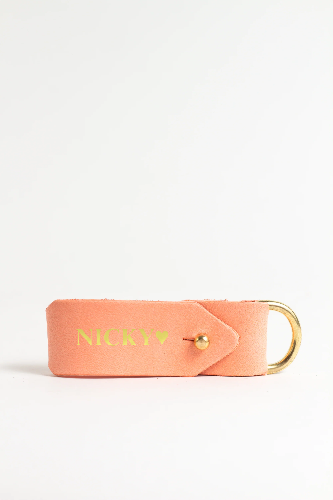 Classic Coral Keyring with Brass Hardware
