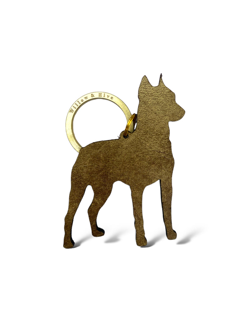 Doberman Dog Keyring Keychain Bag Charm Gift In Silver Glitter Acrylic - Foto 5