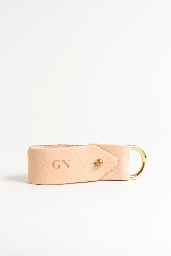 Sand Colour Keyring with Brass Hardware