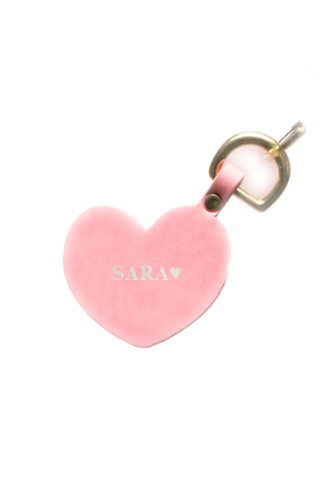 Pink Heart with Brass Hardware Keychain