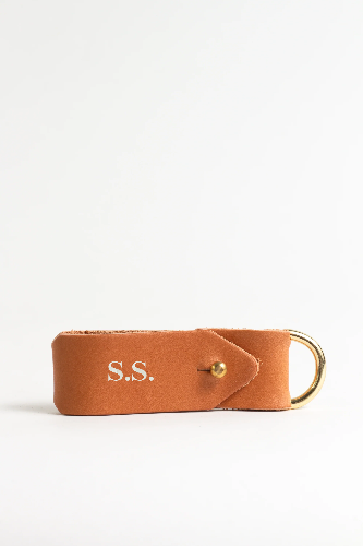 Classic Tan Keyring with Solid Brass Hardware