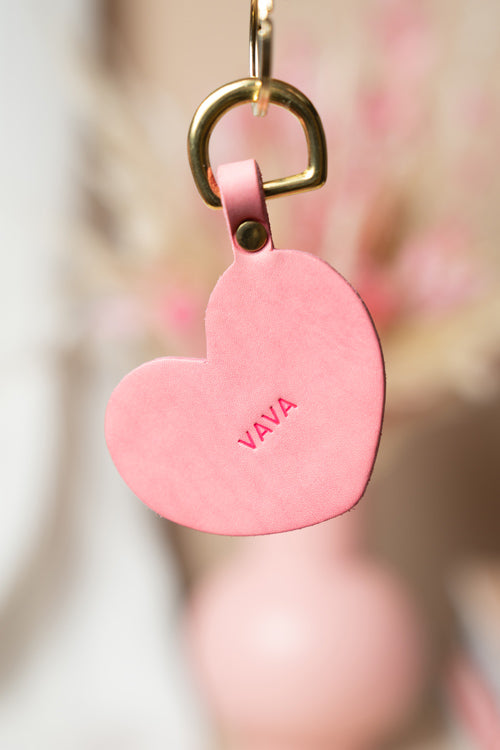 personalised pink heart keycharm 3rd anniversay gift