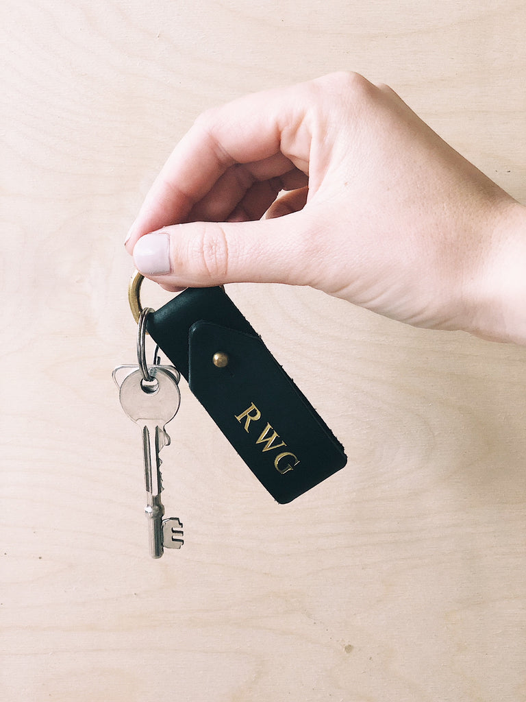 Classic Black Keyring with Brass Hardware