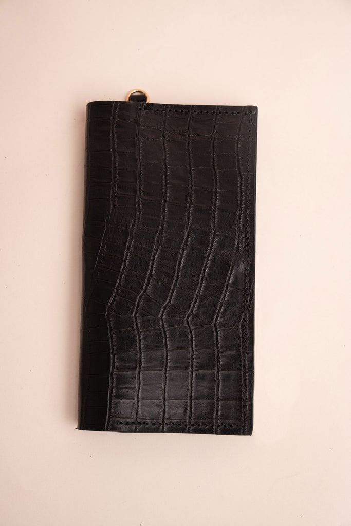 Black Croc MINIMAL iPhone 8 / 10 / X Leather Pochette