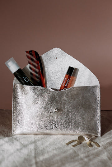 The Maxi Metallic Platinum Purse