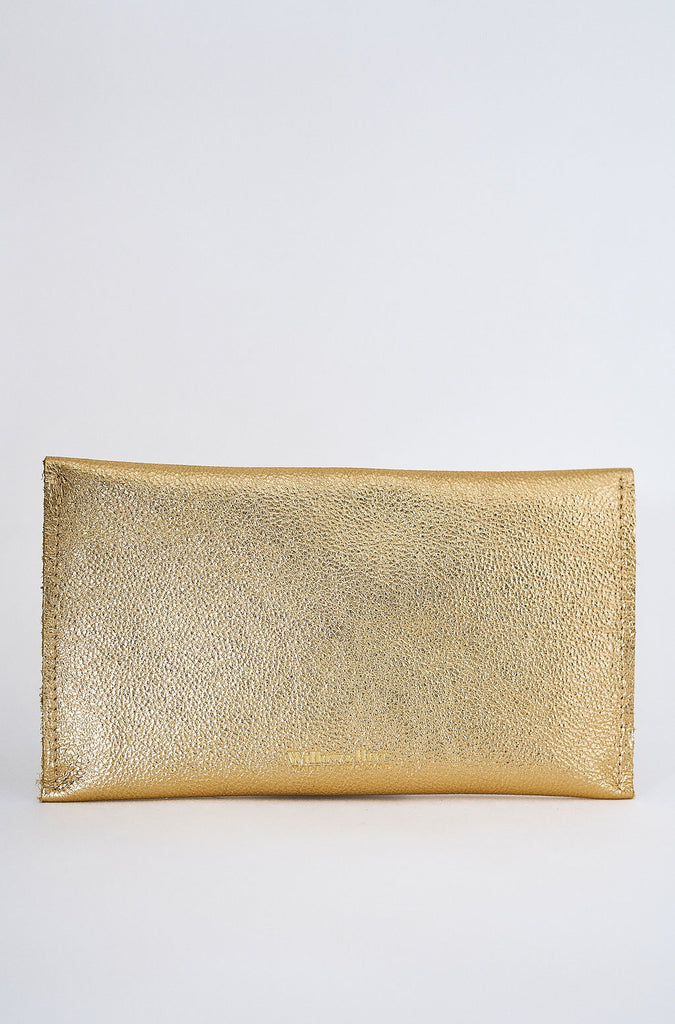 The Maxi Metallic Gold Purse