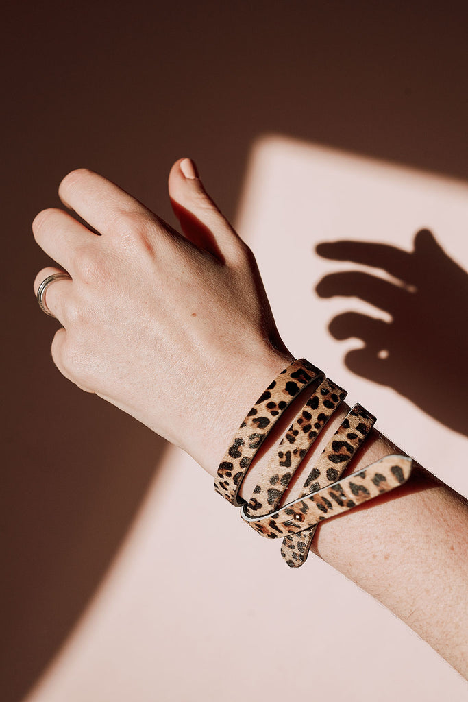 Leopard Pattern 'Athena' Leather Bracelet