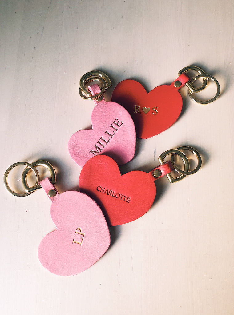 Red Heart with Brass Hardware Keychain