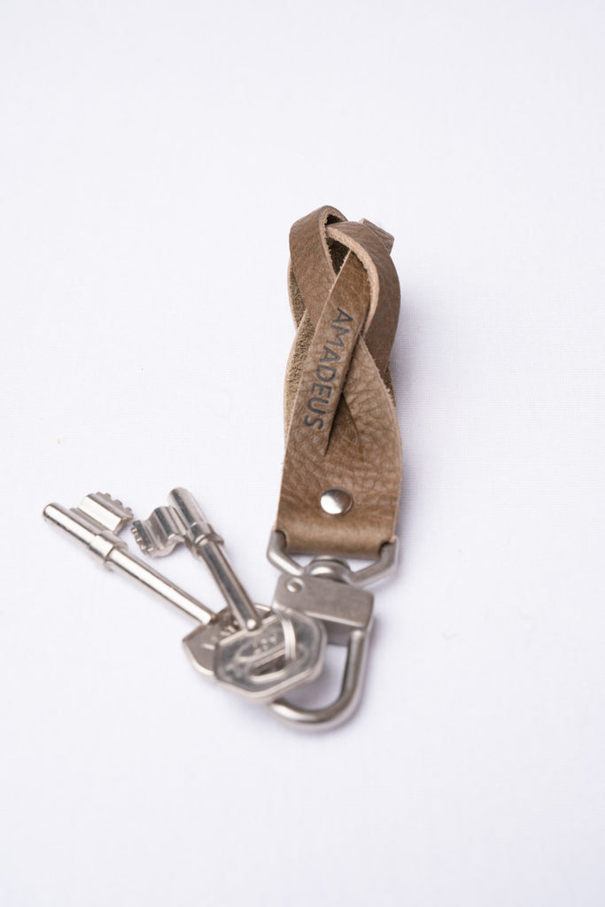 Olive Braided Leather Keyring