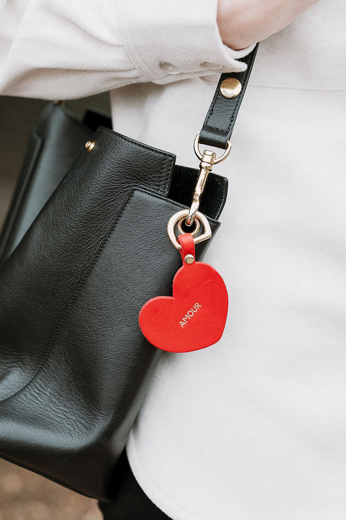 Red Heart with Brass Hardware Keychain