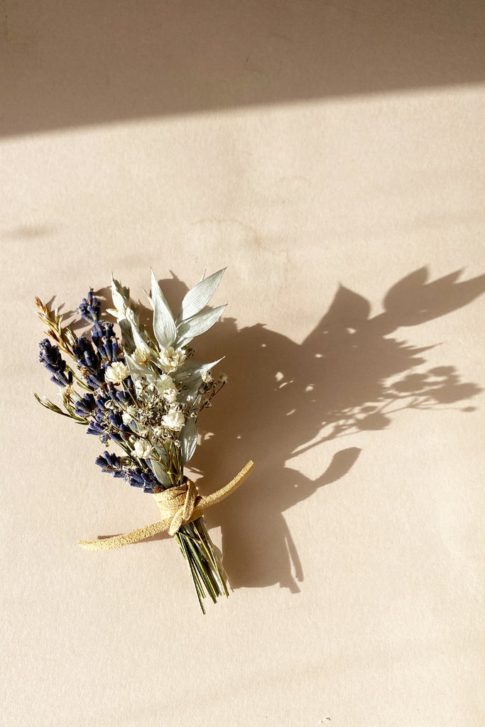 sage and lavender boutonniere 