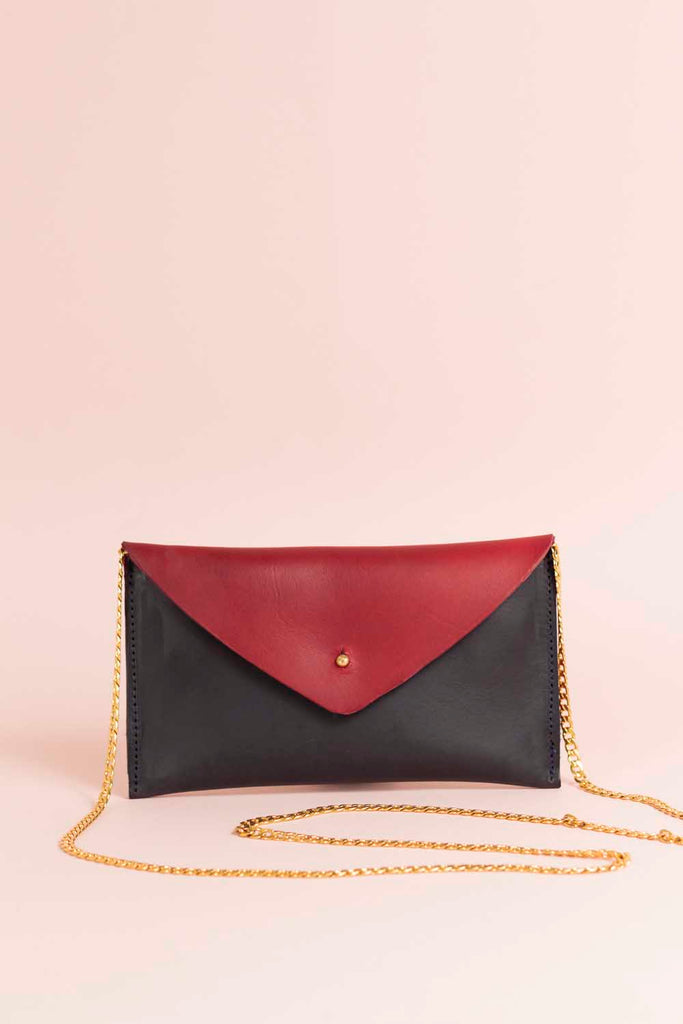 Colour Block Bag - Bordeaux and Marine