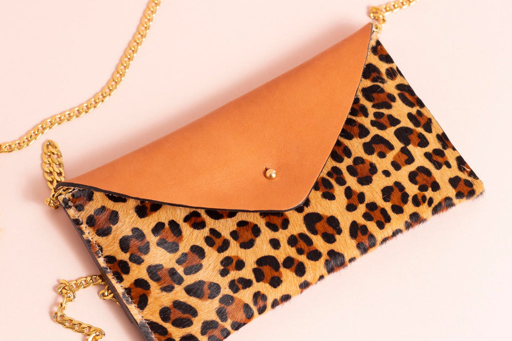 Colour Block Bag - Camel and Leopard