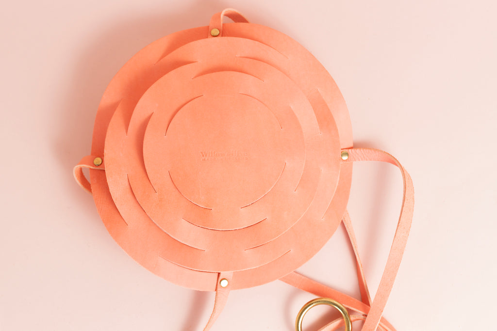 Leather Plant Pot Holder -CORAL