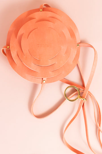 Leather Plant Pot Holder -CORAL