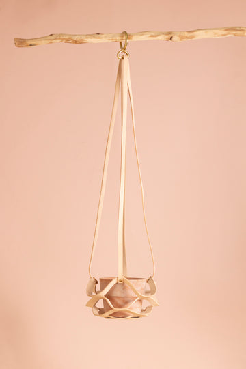 Leather Plant Pot Holder - SAND