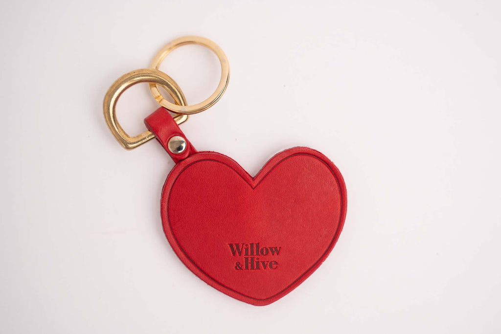 Red Heart with Brass Hardware Keychain