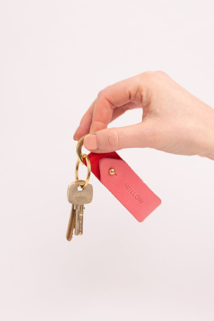 Classic Colour block keyring with Brass Hardware