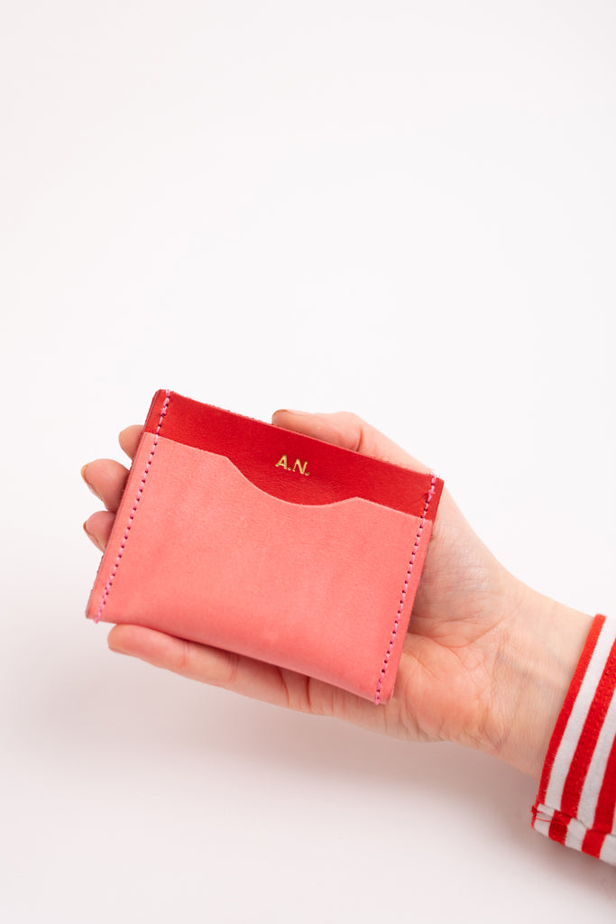 Pink Colour Block Card Holder