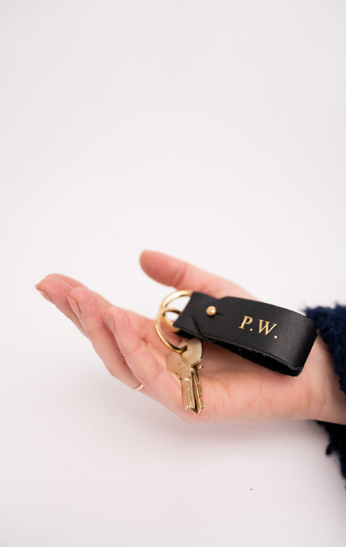 Classic Black Keyring with Brass Hardware