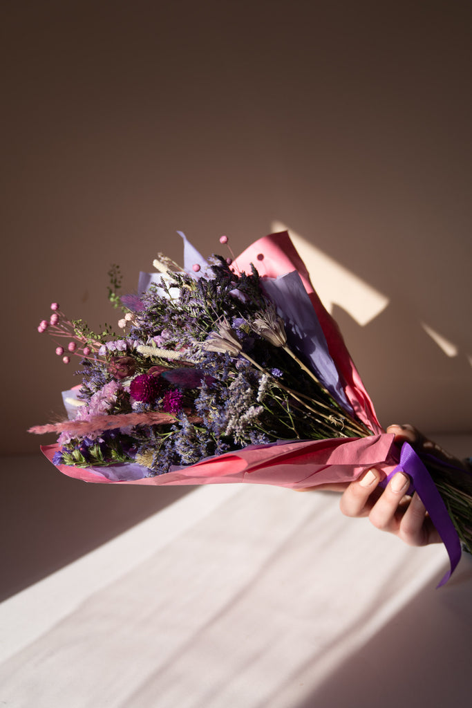 flowers warwickshire purple  hand tied