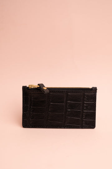 Black Croc Zip Purse