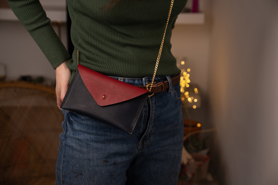 Colour Block Bag - Bordeaux and Marine