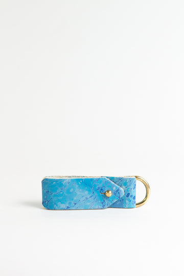 Classic Hand-Marbled Mineral Blue Keyring
