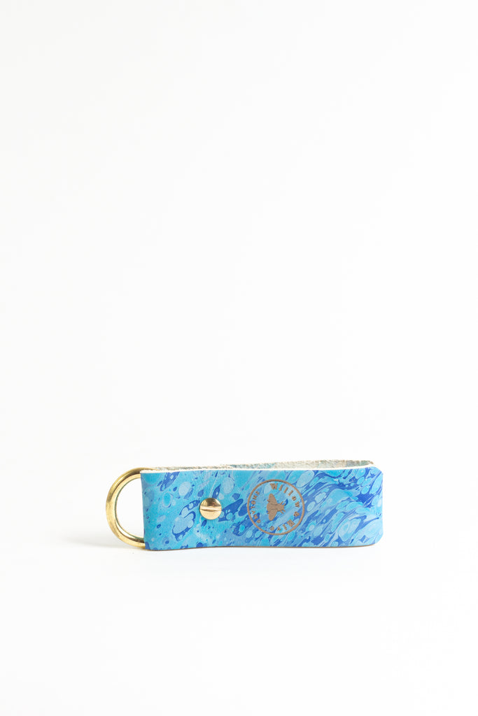Classic Hand-Marbled Mineral Blue Keyring