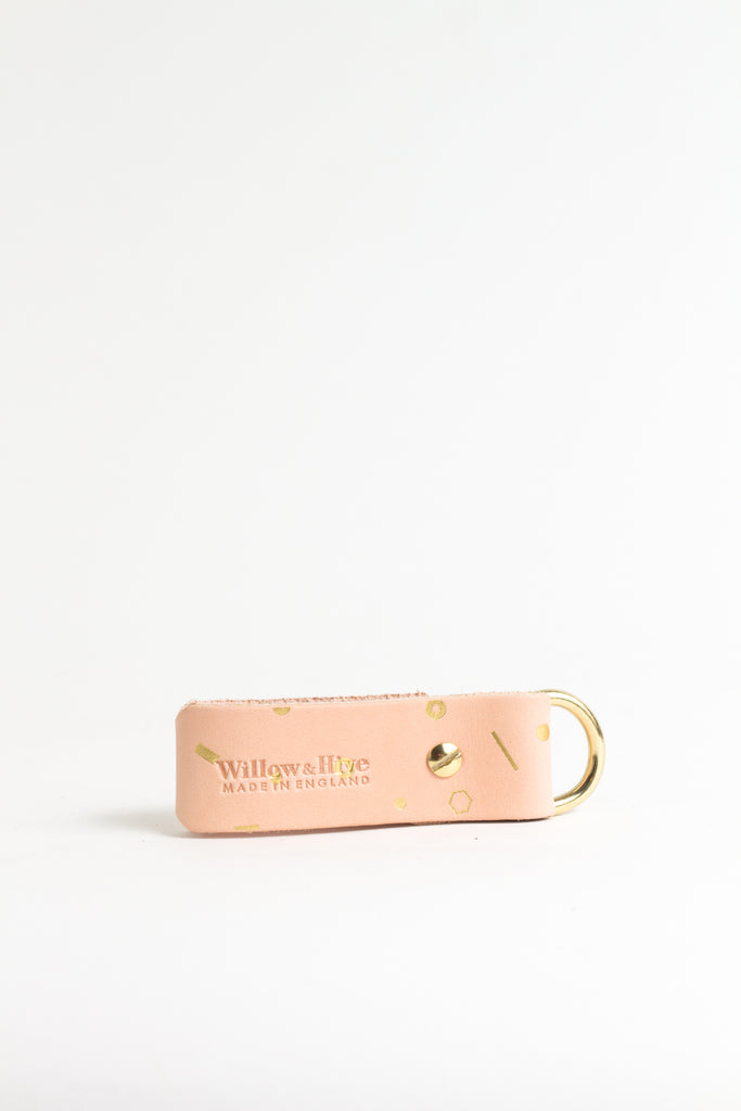 Classic Geometric Gold Foil Keyring with Brass Hardware