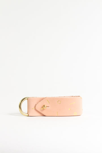 Classic Geometric Gold Foil Keyring with Brass Hardware