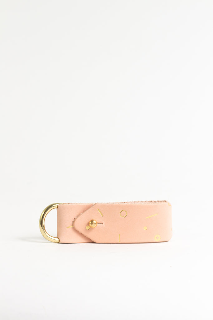 Classic Geometric Gold Foil Keyring with Brass Hardware