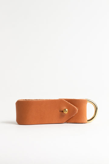 Classic Tan Keyring with Solid Brass Hardware