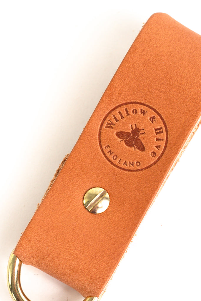 Classic Tan Keyring with Solid Brass Hardware