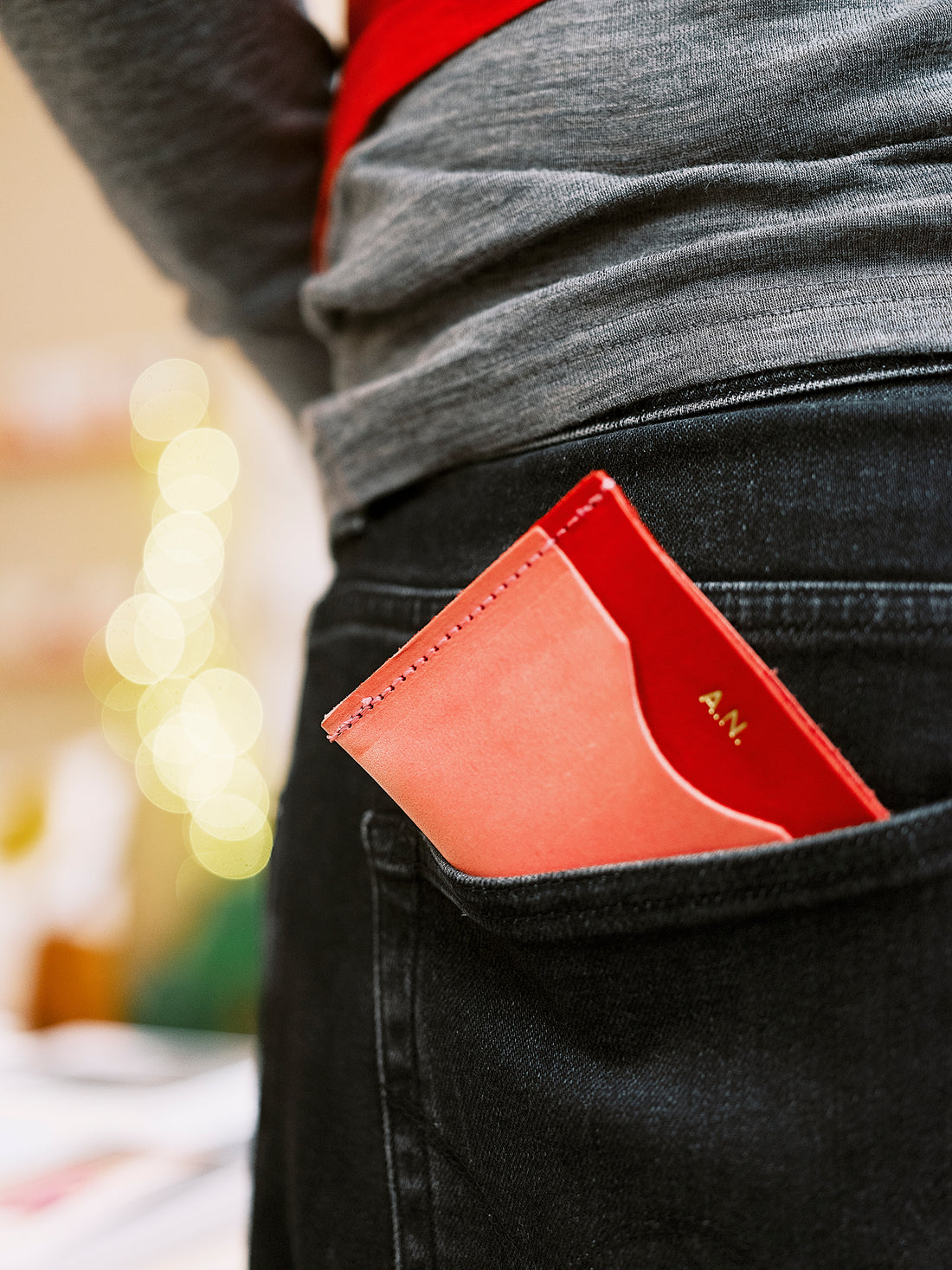 Pink Colour Block Card Holder