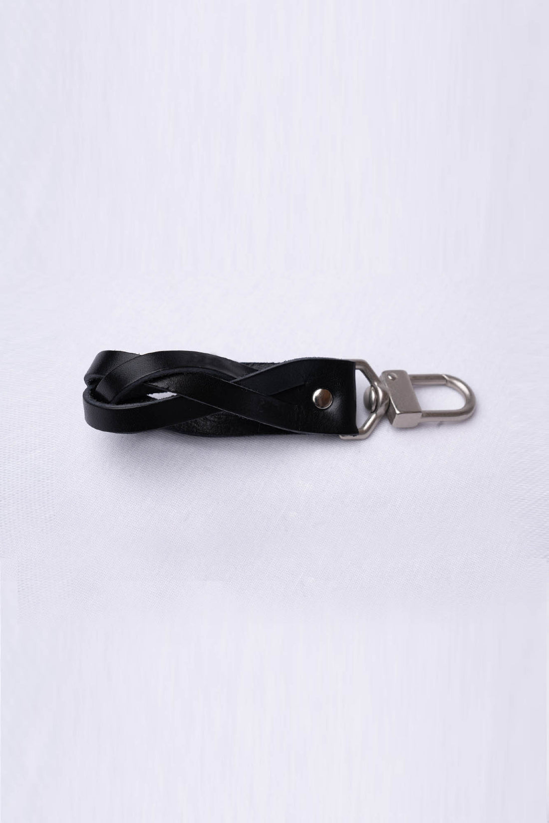 black leather braided keychain