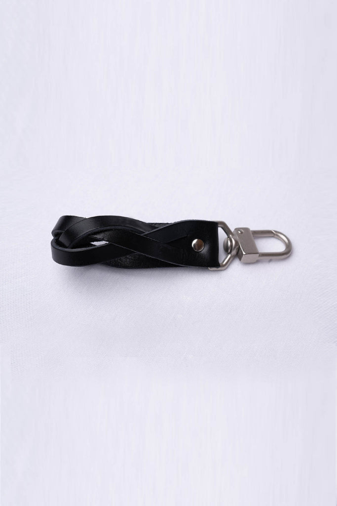 black leather braided Keyring 