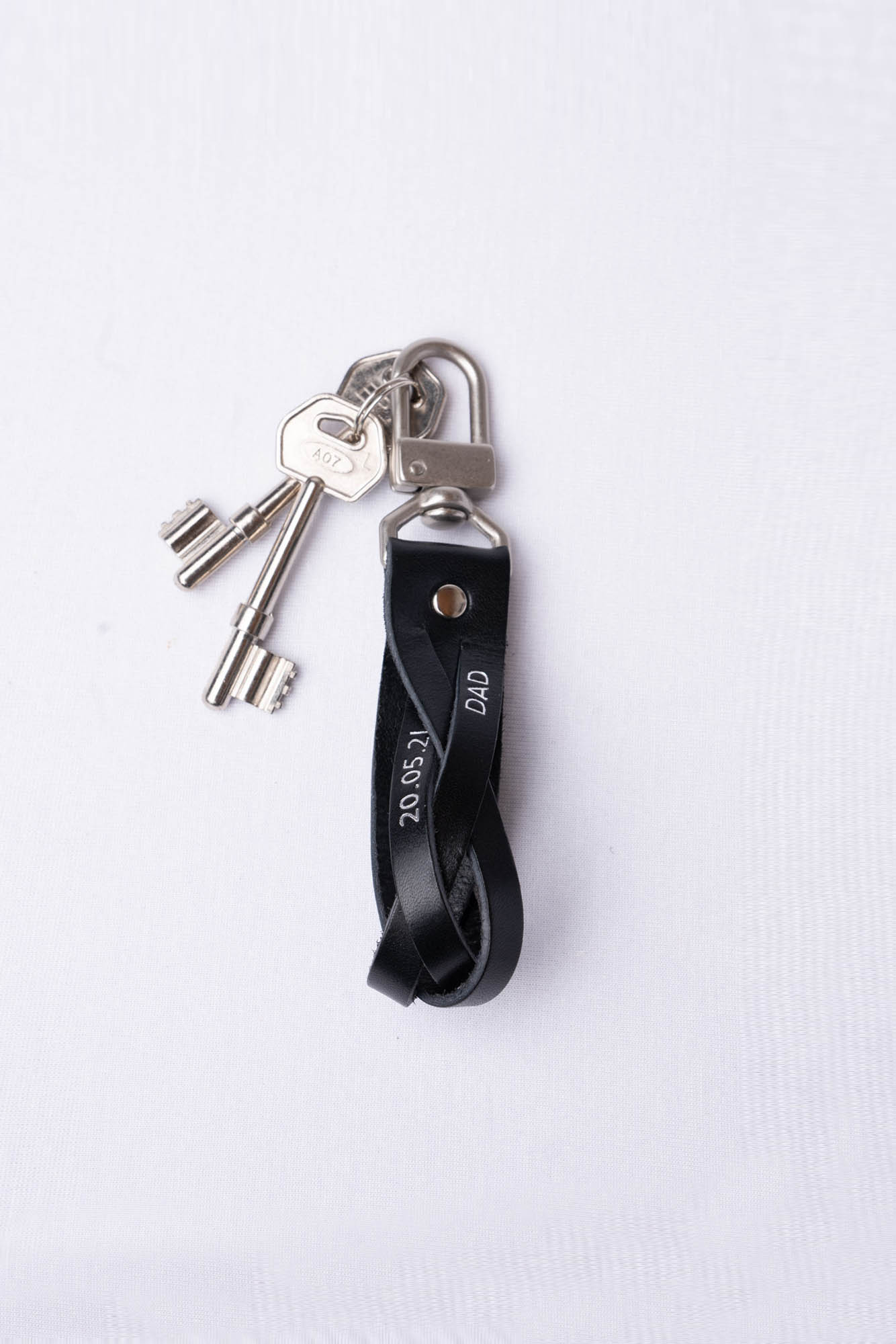 Braided Black Leather Keyring Willow Hive