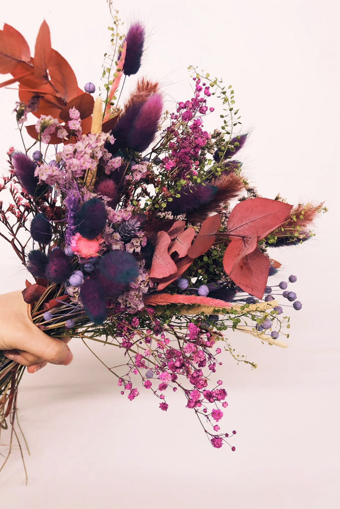 purple hand-tied bouquet florist warwickshire