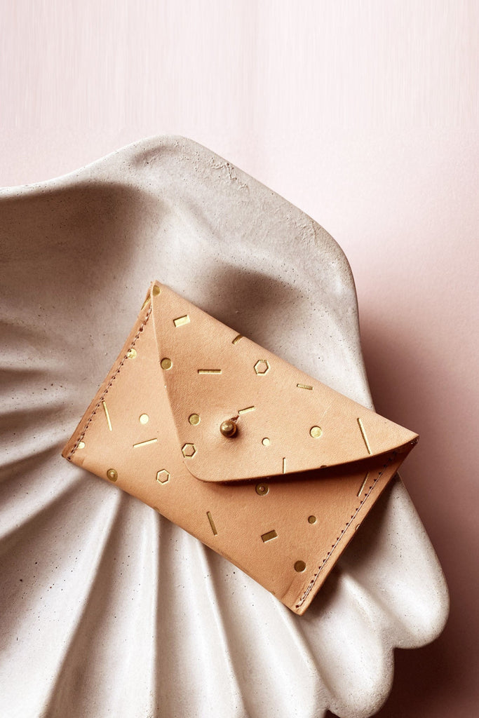 Geometric Gold Foil Pattern Leather Purse
