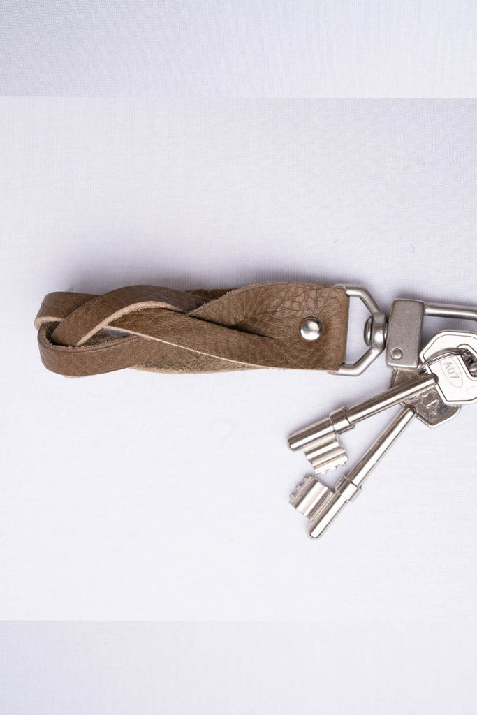 Olive Braided Leather Keyring