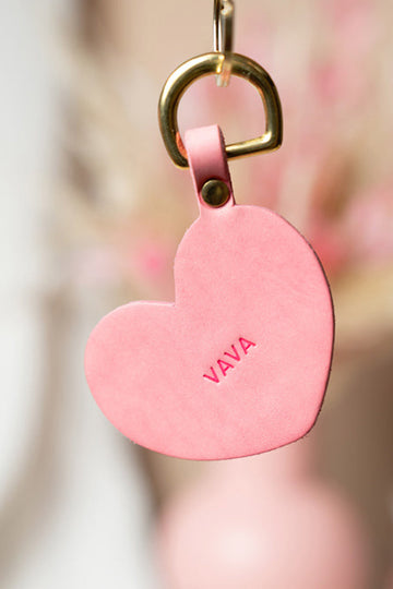 Pink Heart with Brass Hardware Keychain